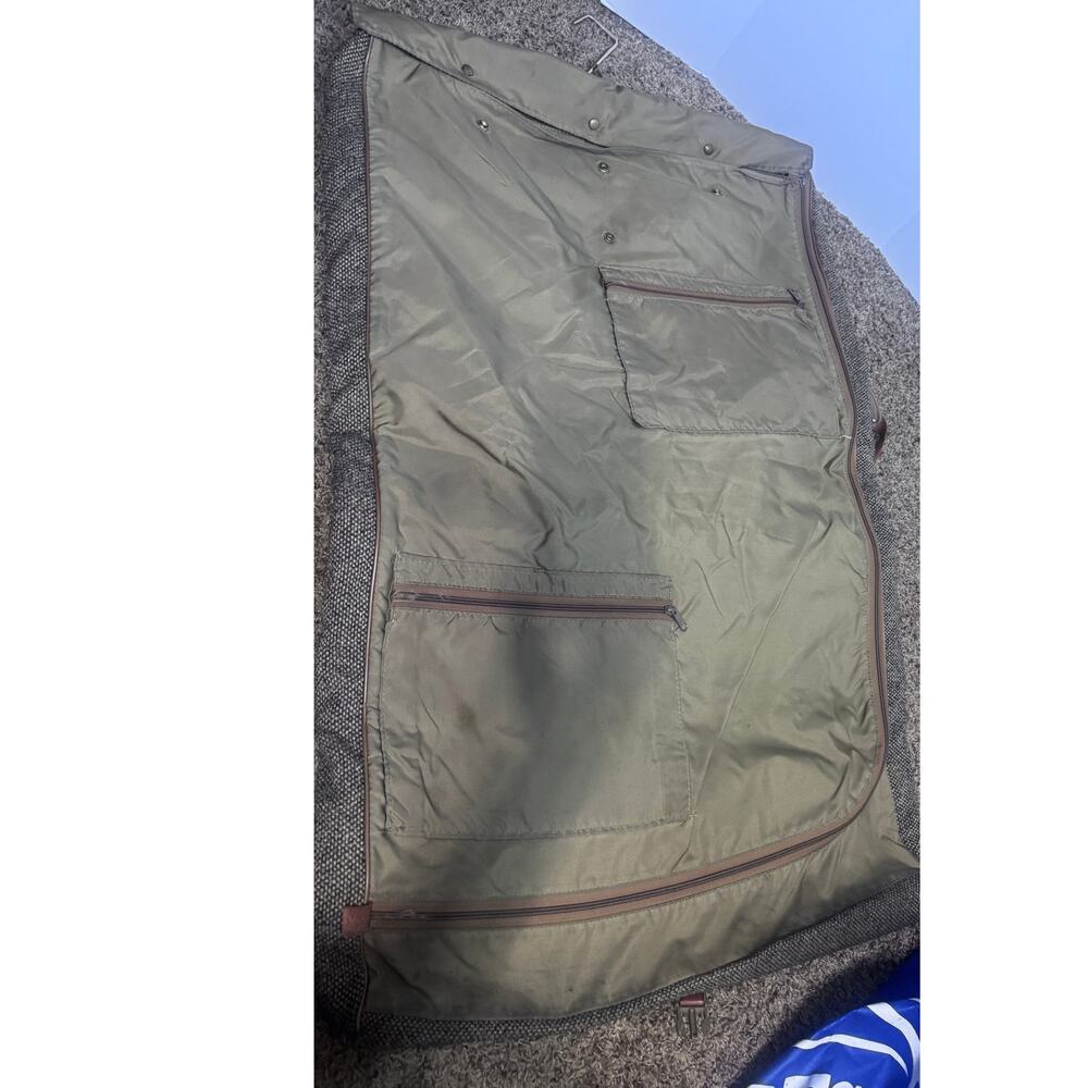 Vintage Hartmann luggage garment bag Hanging Travel tweed & brown leather - Picture 2 of 12